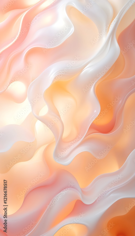 Fototapeta premium Abstract Peach and White Fluid Art Wallpaper