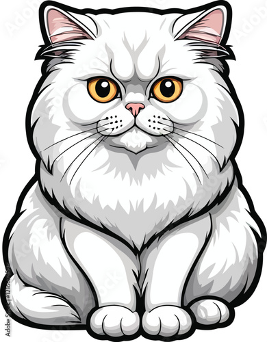 Elegant Persian Cat in Vibrant Colors, Vector Illustration for Designers and Artistic Home Decoration.