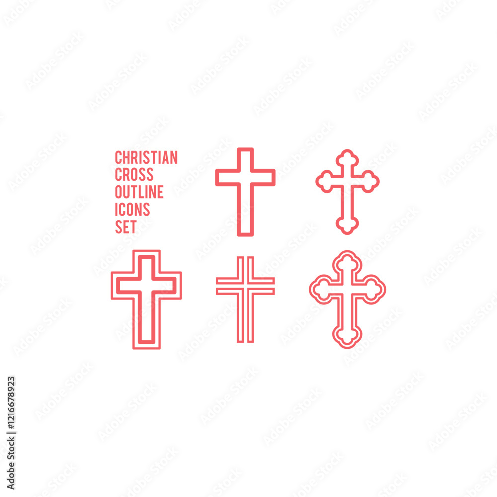 Obraz premium Christian cross vector symbol flat style. Religion cross icons set illustration.