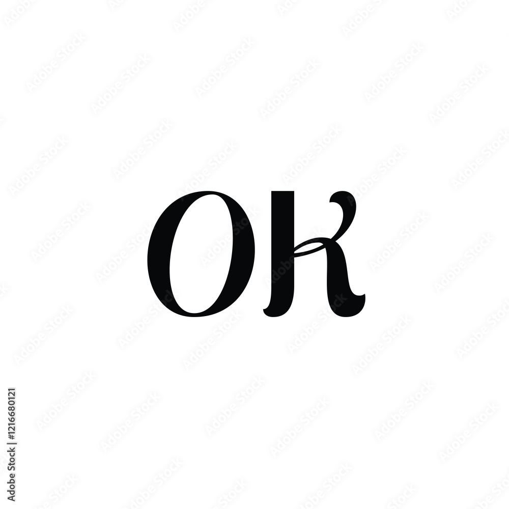 OK monogram logo design letter text name symbol monochrome logotype alphabet character simple logo OK monogram logo design letter text name symbol monochrome logotype alphabet character simple logo