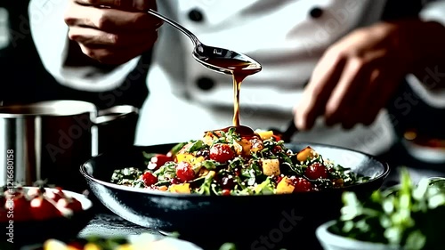 Chef Finishing a Delicious Salad
