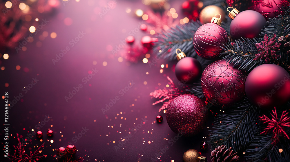 A purple background with red and gold ornaments A purple background with red and gold ornaments