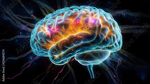 Wallpaper Mural Augmented brain visualization Neuroimmunology showing immune system attacks conditions like multiple sclerosis with innovative tech Torontodigital.ca