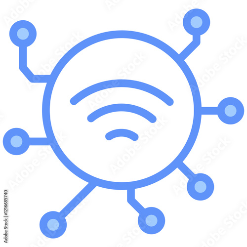 Iot Icon Outline Blue