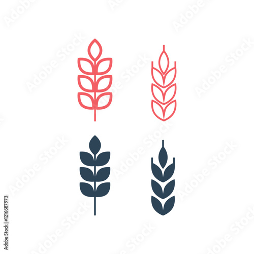 Wheat icons set flat vector template design trendy