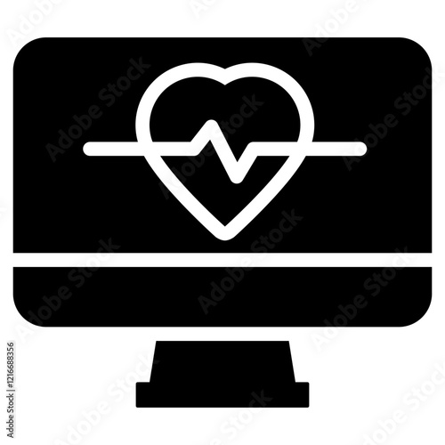 Heart Monitor Icon Black Solid