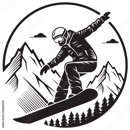 snowboarding sports man vector silhouette illustration logo design