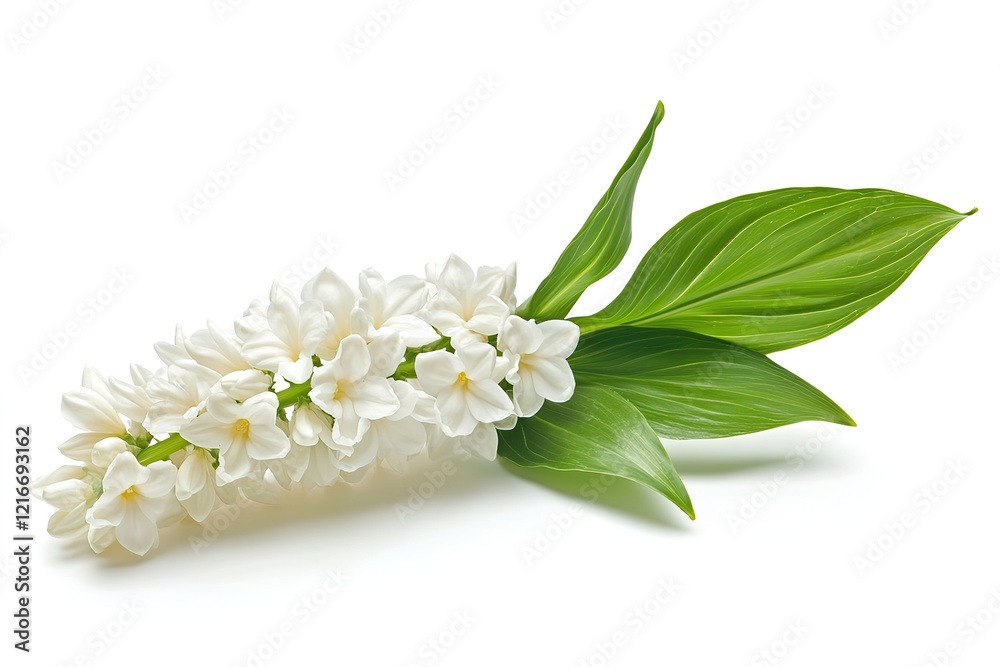 Fototapeta premium Pure White Tia Intricata: Elegant Single Stem Botanical Illustration Free Calm Plant Image Macro 