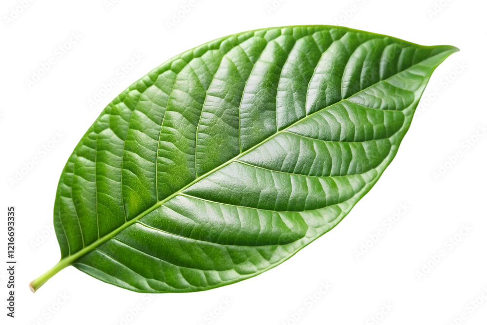 Obraz premium green cocoa leaf isolated on transparent background