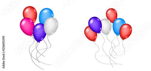 multi-colored pink red balloons vector design of multi-colored glossy balloons for the design of banners and posters