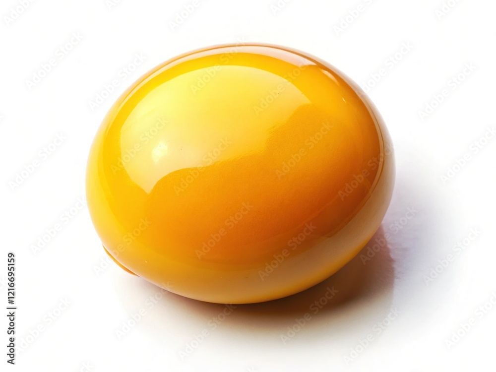 Minimalist Egg Yolk Photography: Golden Orb on White Background Minimalist Egg Yolk Photography: Golden Orb on White Background