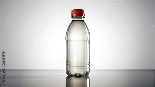 Silhouette of Empty 200ml Plastic Bottle with Red Cap, Isolated on White Background - 3D Render photo