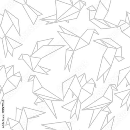 Origami Bird Seamless Pattern