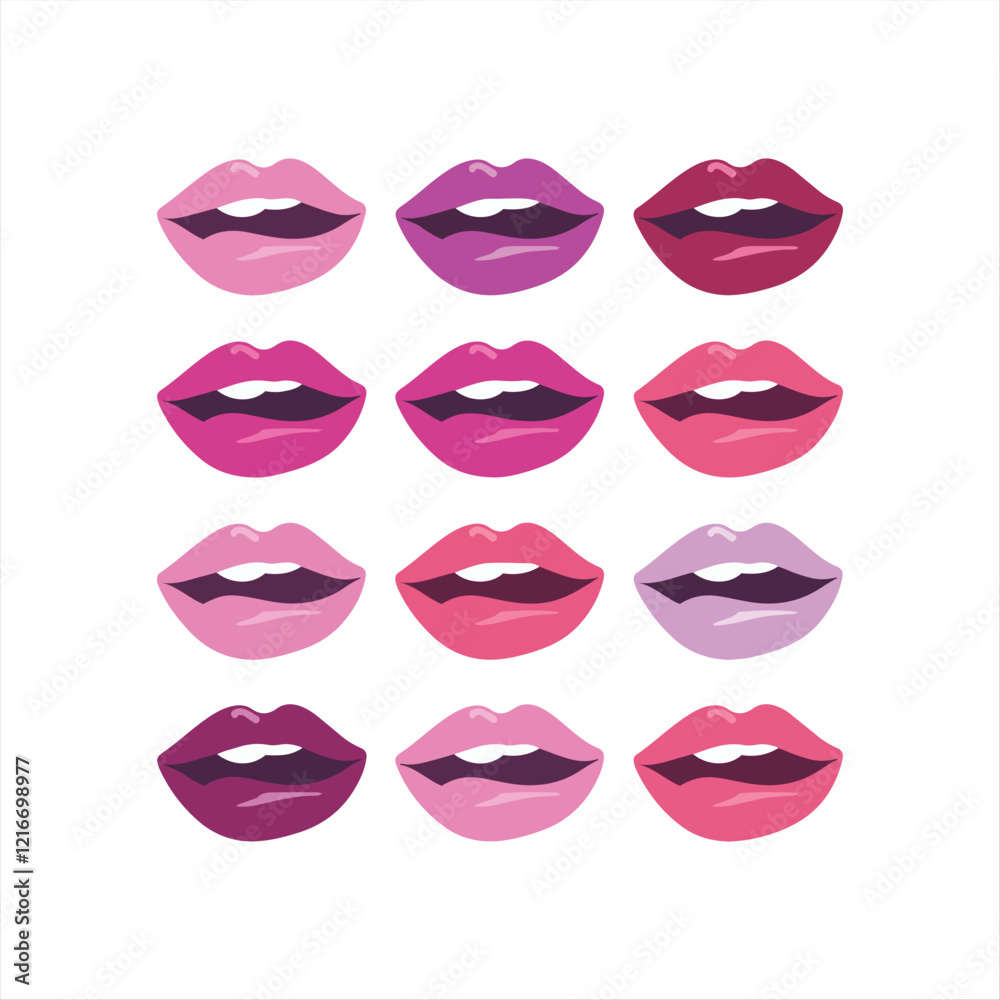 set of Kissable Lips Collection isolated Vector Art of different Lip Colors set of Kissable Lips Collection isolated Vector Art of different Lip Colors