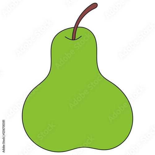 Cartoon Illustration of a Green Pear