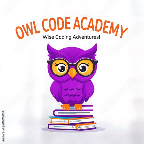 Playful Cartoon Owl Code Academy Logo Design photo