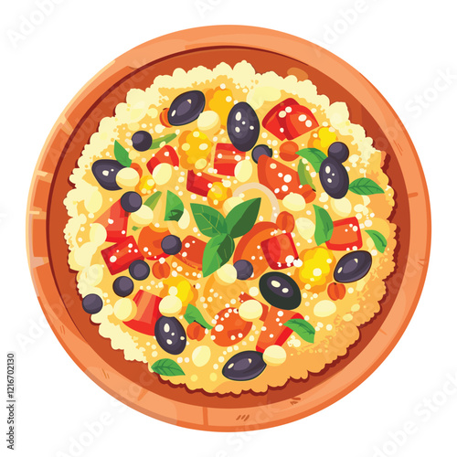 elegant illustration of Indian style vegetable biryani on a clay pot
