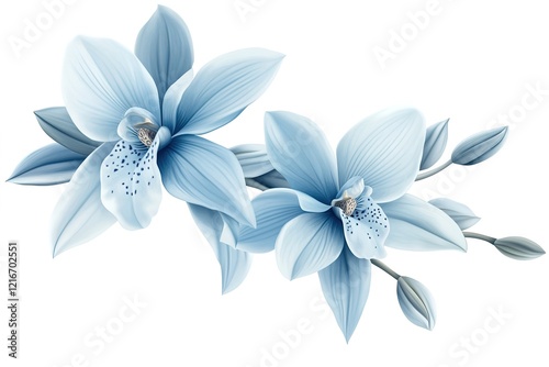 Serene Light Blue Orchids: Elegant Vector Floral Design for Spring art soft bloom plant image fresh 