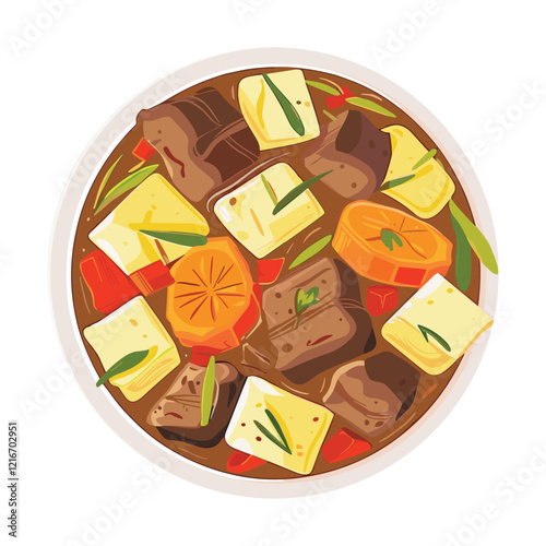 elegant illustration of delicious beef curry vector art on a white 