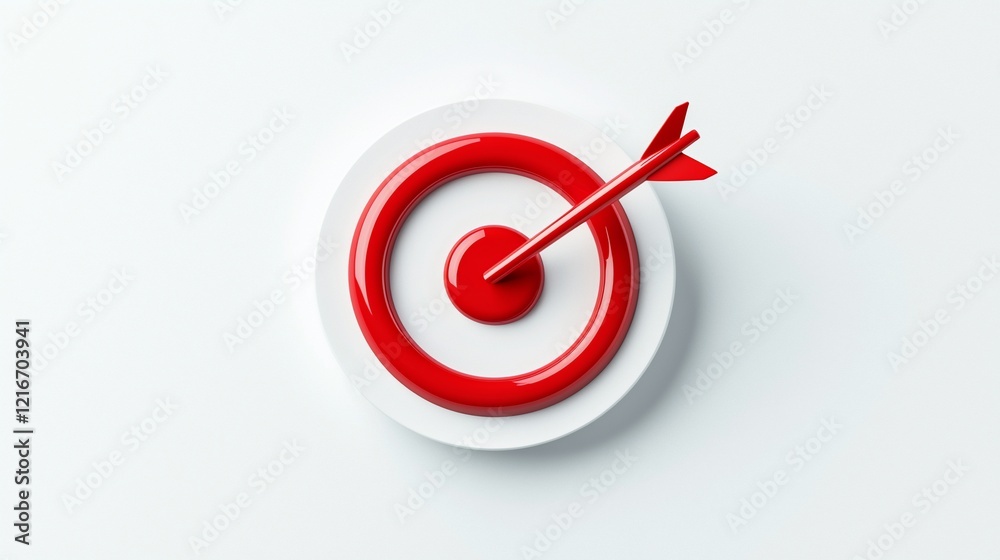 Red arrow hitting the center of a target. Red arrow hitting the center of a target.