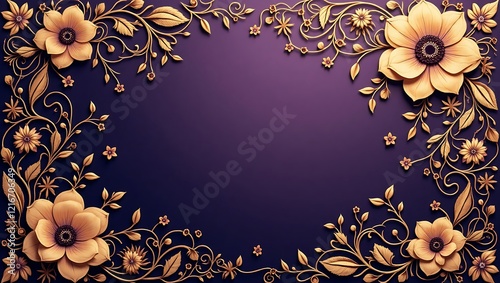 Intricate gold and purple floral patterns representing empowerment and femininity for Women's Day
