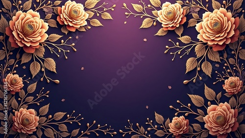Intricate gold and purple floral patterns representing empowerment and femininity for Women's Day