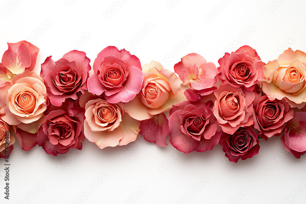 Fototapeta premium rose border, isolated on white background