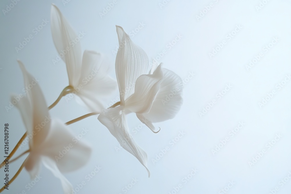 Fototapeta premium Elegant White Orchid Blossom: Pure, Pristine, High-Resolution Image Perfect for Design Projects and 