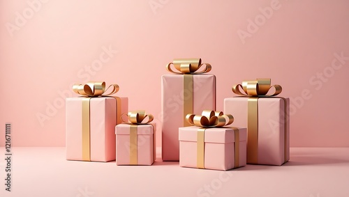 Beautifully wrapped pink and gold gift boxes symbolizing appreciation and gratitude for Women’s Day
