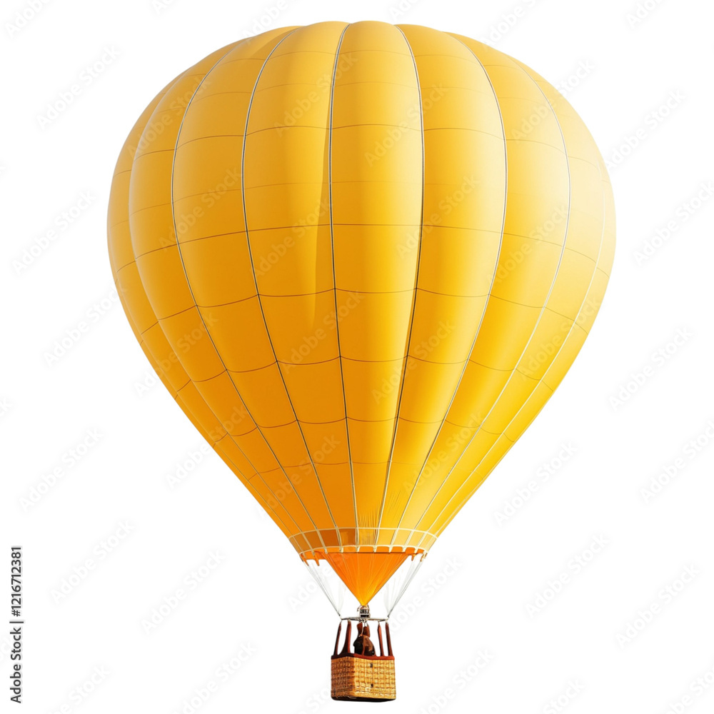 Obraz premium floated yellow Hot-air balloon isolate on transparency background PNG
