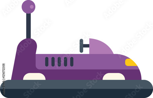 Purple bumper car with a black bumper hovering over the ground