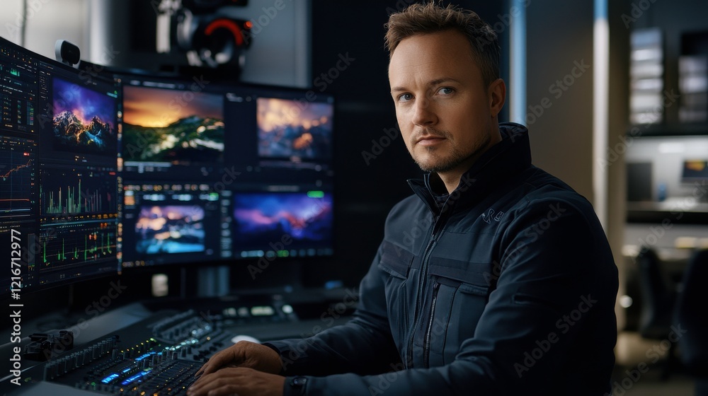 Professional Working on Subtitling Projects in Studio Professional Working on Subtitling Projects in Studio