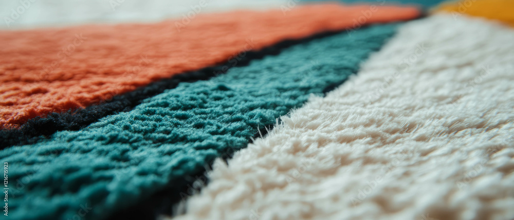 Fototapeta premium Hand-tufted rug showcasing unique design and plush texture in modern living space
