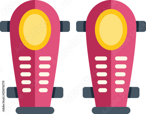 This vector illustration features a pair of shin guards, essential protective gear for various sports, emphasizing safety and injury prevention
