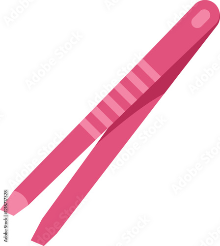 Pair of tweezers with a striped design for beauty procedures