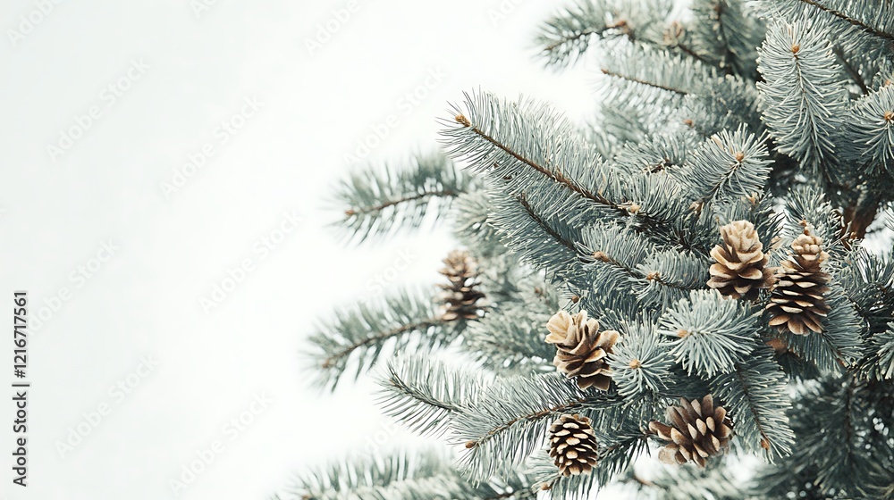 Pine Cones on a Branch with White Background Pine Cones on a Branch with White Background