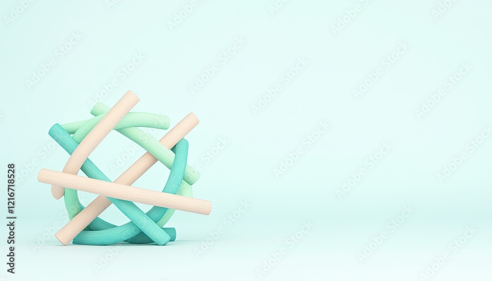 Abstract arrangement of colorful twisted tubes on a soft pastel background, evoking creativity and design Abstract arrangement of colorful twisted tubes on a soft pastel background, evoking creativity and design