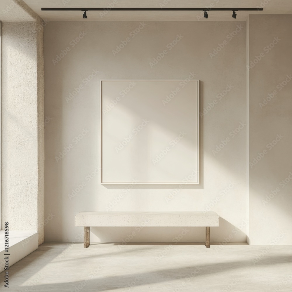 Minimalist Gallery Space with Blank Canvas and Natural Light