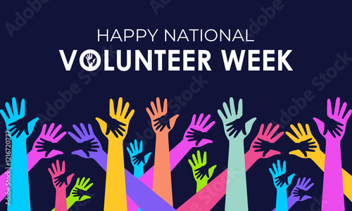 Vector illustration on the theme of national volunteer Week. A chance to recognize those who dedicate time and effort to make a difference. Design for banner, cards, prints, social media, poster.