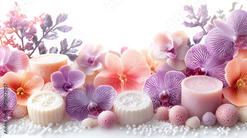  spa soap border, isolated on white background