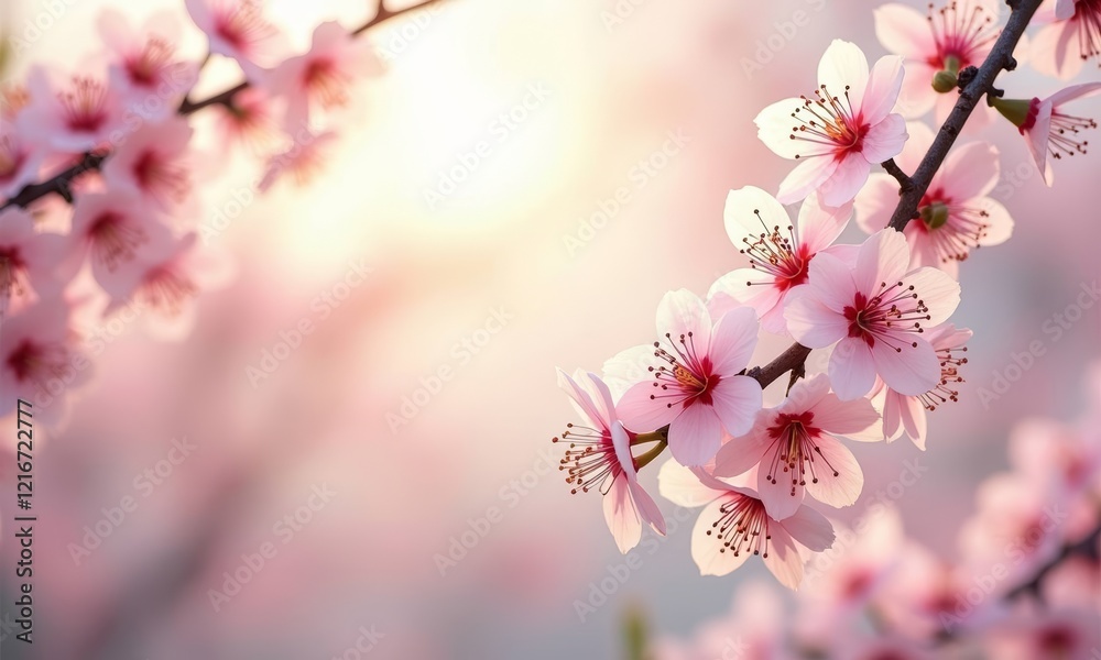 Naklejka premium pink cherry blossoms background