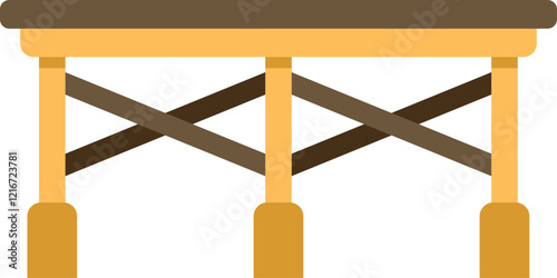 Simple wooden table with crossed legs supporting a rectangular tabletop