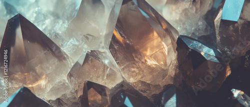 Exploring the captivating texture and colors of smoky quartz crystals in earthy tones photo