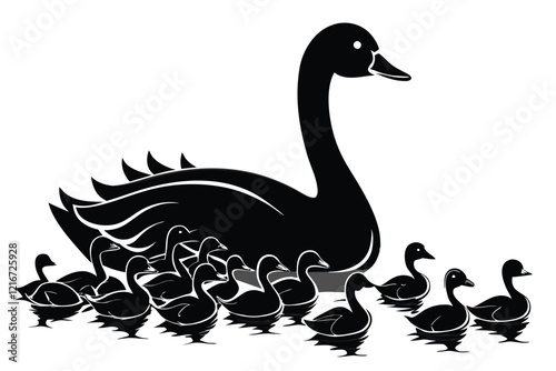 Duck silhouette Clip art isolated illustration on white background