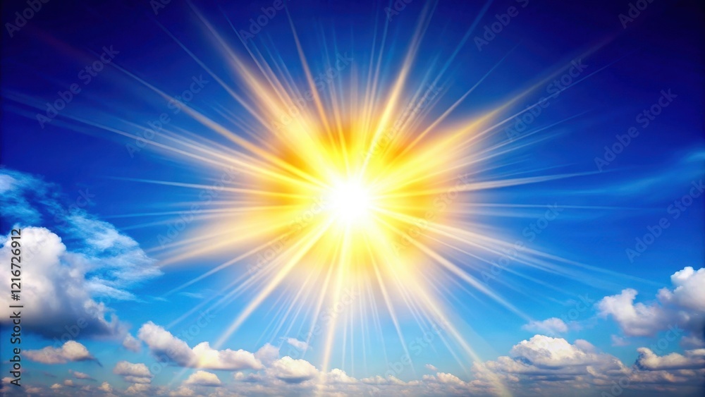 Radiant sun shines brightly in a clear blue sky with not a cloud in sight, casting a warm and inviting glow over the entire scene, serenity, blue sky Radiant sun shines brightly in a clear blue sky with not a cloud in sight, casting a warm and inviting glow over the entire scene, serenity, blue sky