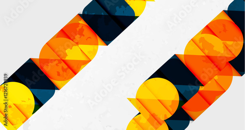 Squares, circles and triangles and grainy noisy texture. Vector Illustration For Wallpaper, Banner, Background, Card, Book Illustration, landing page