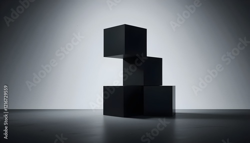 Black Cubes Minimalist Abstract Art with Futuristic Aesthetic
