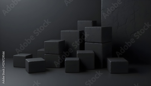 Black Cubes Minimalist Abstract Art with Futuristic Aesthetic