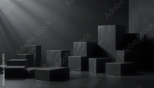 Black Cubes Minimalist Abstract Art with Futuristic Aesthetic