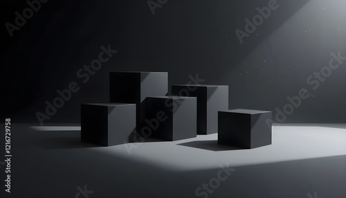Black Cubes Minimalist Abstract Art with Futuristic Aesthetic
